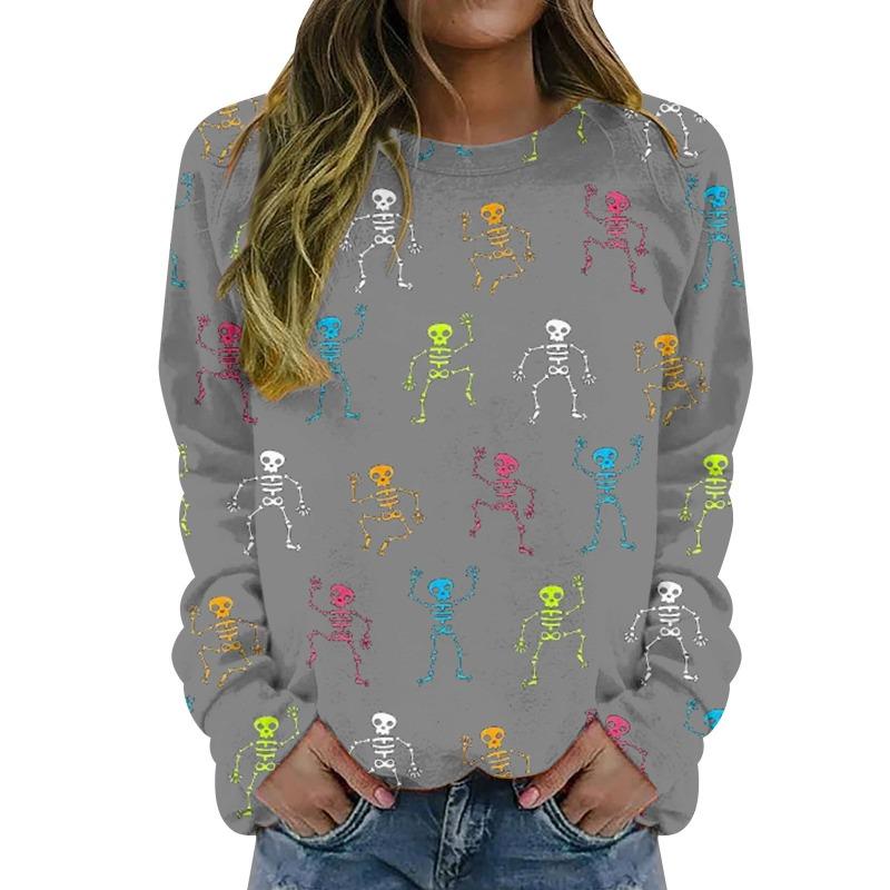 Autumn and Winter New Women's Clothing 3D Digital Printing Fashion Casual Personality Crew Neck Long Sleeve Halloween Sweater