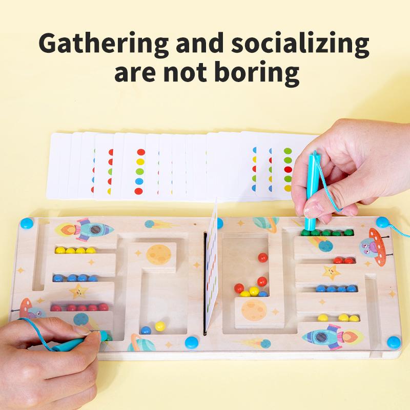 Wooden Kid Magnetic Shape Matching Maze Board Montessori Geometry Color Cognition Education Toys Color Matching Early Education
