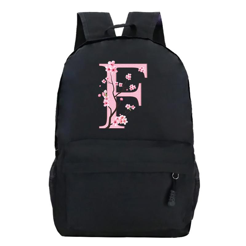 Back To School Rucksacks Trend Graphic Flower Alphabet Harajuku Style Trend Open-air Journey Knapsack Zip Laptop Bagpack