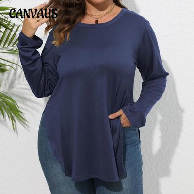 Весенне-осенняя женская блузка с длинными рукавами, однотонная повседневная футболка больших размеров, футболка нестандартной формы, нижняя рубашка