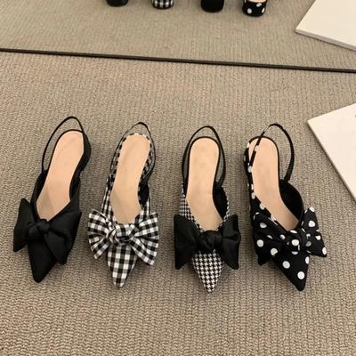Maogu Bow Polka Dot Pointy Toe Stiletto Sandals Роскошные босоножки Женские дизайнерские элегантные босоножки для вечеринок 2024 Модная женская обувь 39