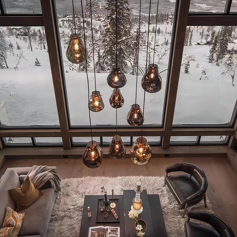 Современная креативная цветная стеклянная люстра, современная светодиодная подвесная лампа неправильной формы для кафе, столовой