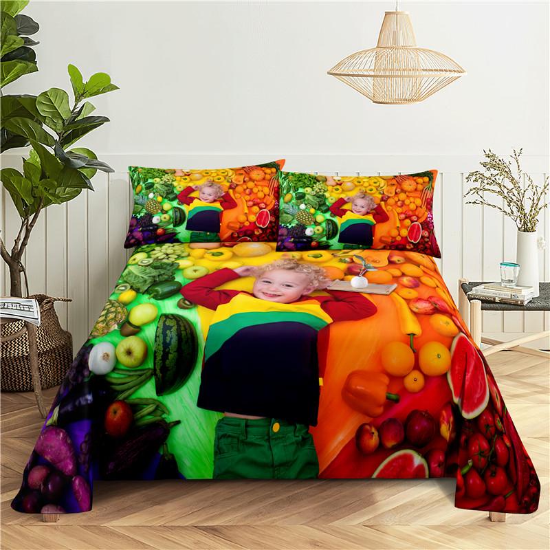 Комплект постельного белья Fresh Fruit 0.9/1.2/1.5/1.8/2.0m с цифровой печатью из полиэстера и наволочкой