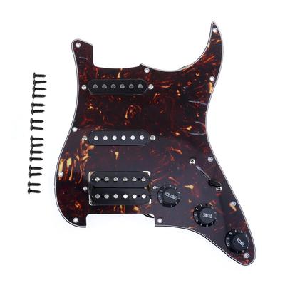HSS Strat с распаянной накладкой, звукосниматели single coil и humbucker для электрогитары ST Stratocaster, узор «черепаха», 11 отверстий, 4-слойная