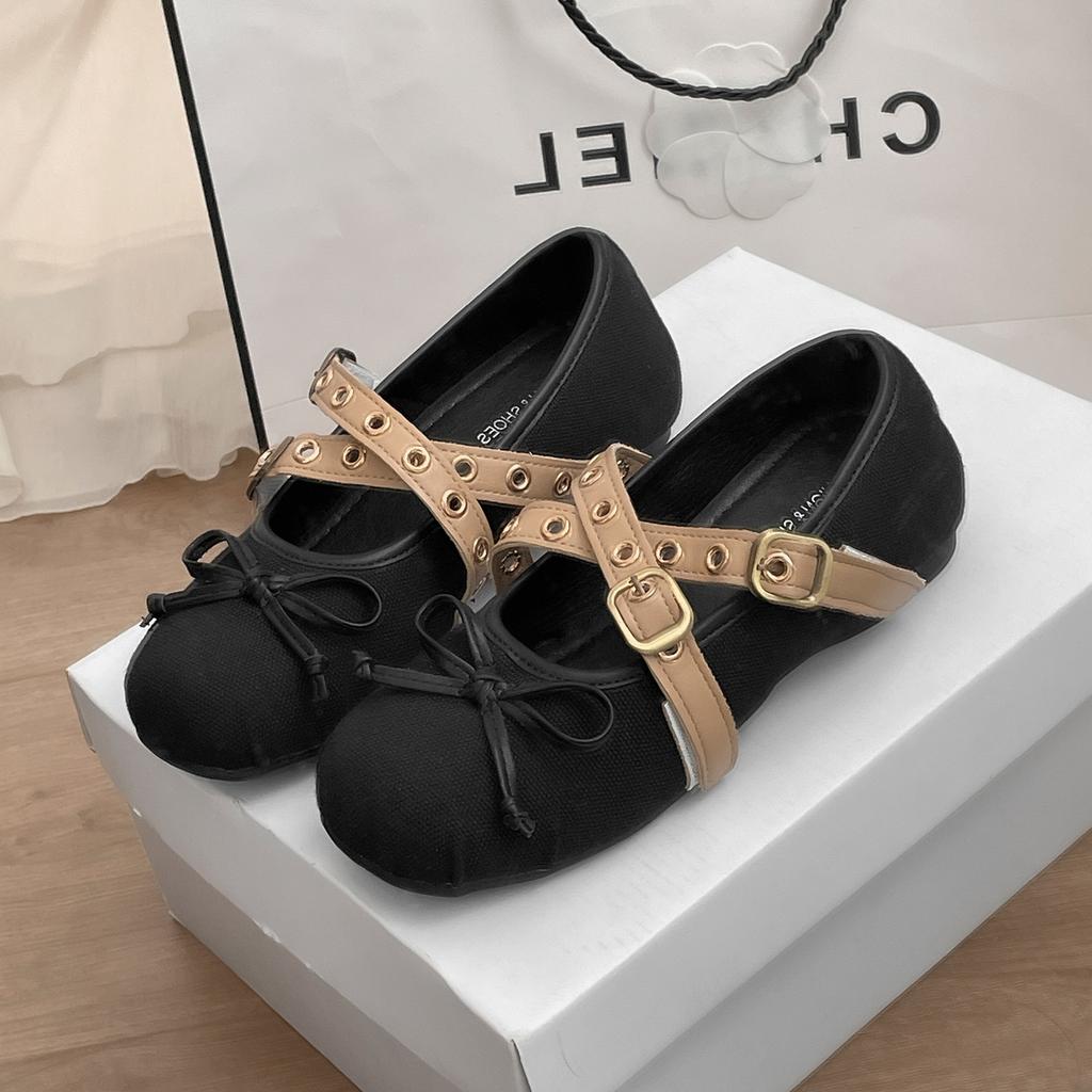 Retro French Round Head Inner Height Increase Shallow Mouth Flat Sole Single Shoes Women's 2025 New Autumn Skirt Mary Jane Shoes