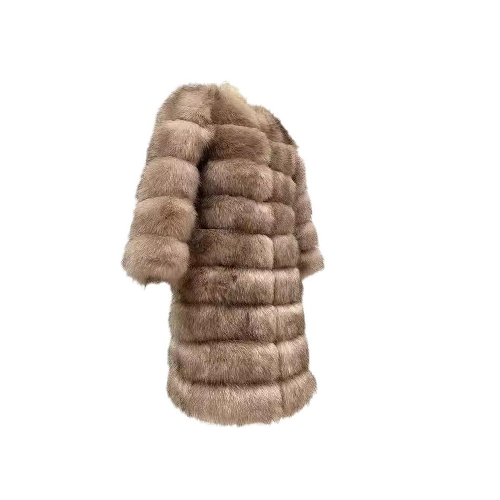 Меховая куртка женская новая осенне-зимняя одежда верхняя одежда темперамент модный искусственный мех сращивание имитация меха лисы теплое пальто