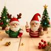 Yousheng 1/2/4Pcs Christmas Crocheted Santa Claus Ornament Handmade Knitted Yarn Middle Finger Santa Doll Xmas Holiday Party Decoration
