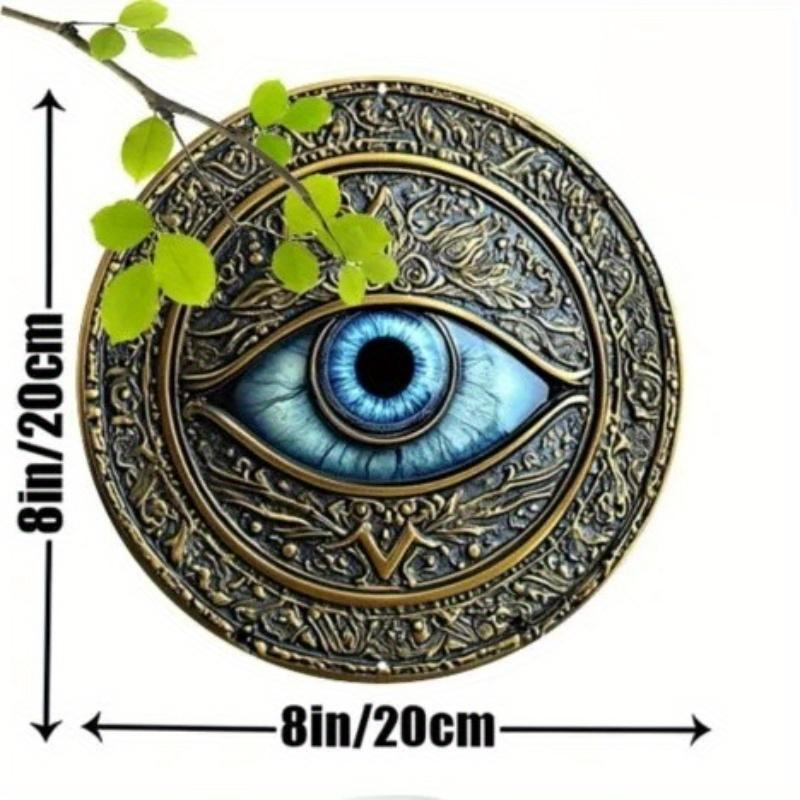 2d Flat 20*20cm, Evil Eye Wall Art, Vintage Style Wooden Sign for Home, Kitchen, Garden & Bedroom Decor, Perfect Christmas or Thanksgiving Gift