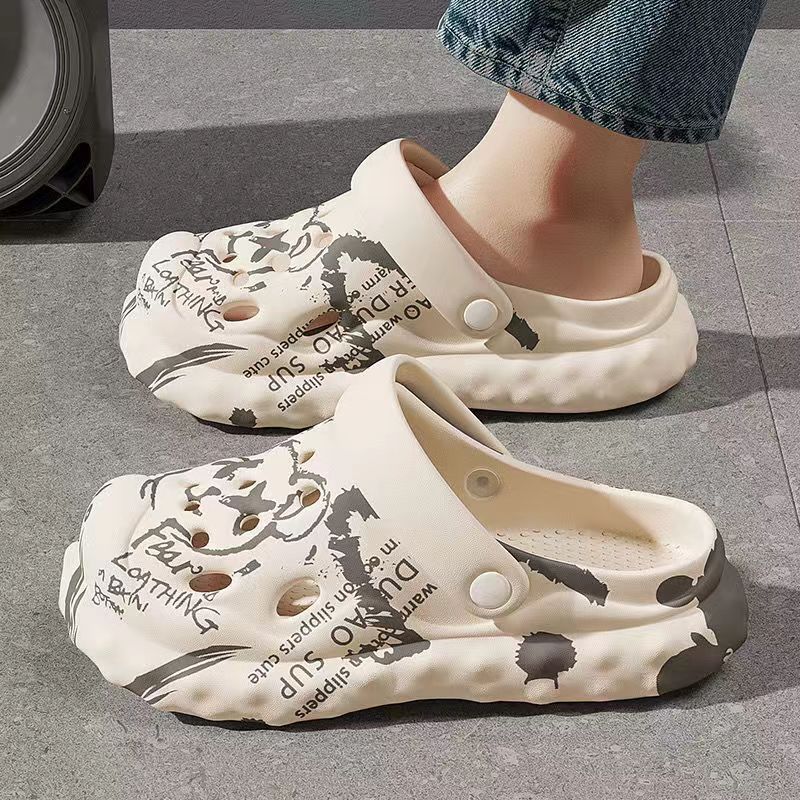 Тапочки женские дырчатые носить пара студент сумка голова обувь мультяшный принт обувь ощущение INS подошва пляжная обувь женские милые