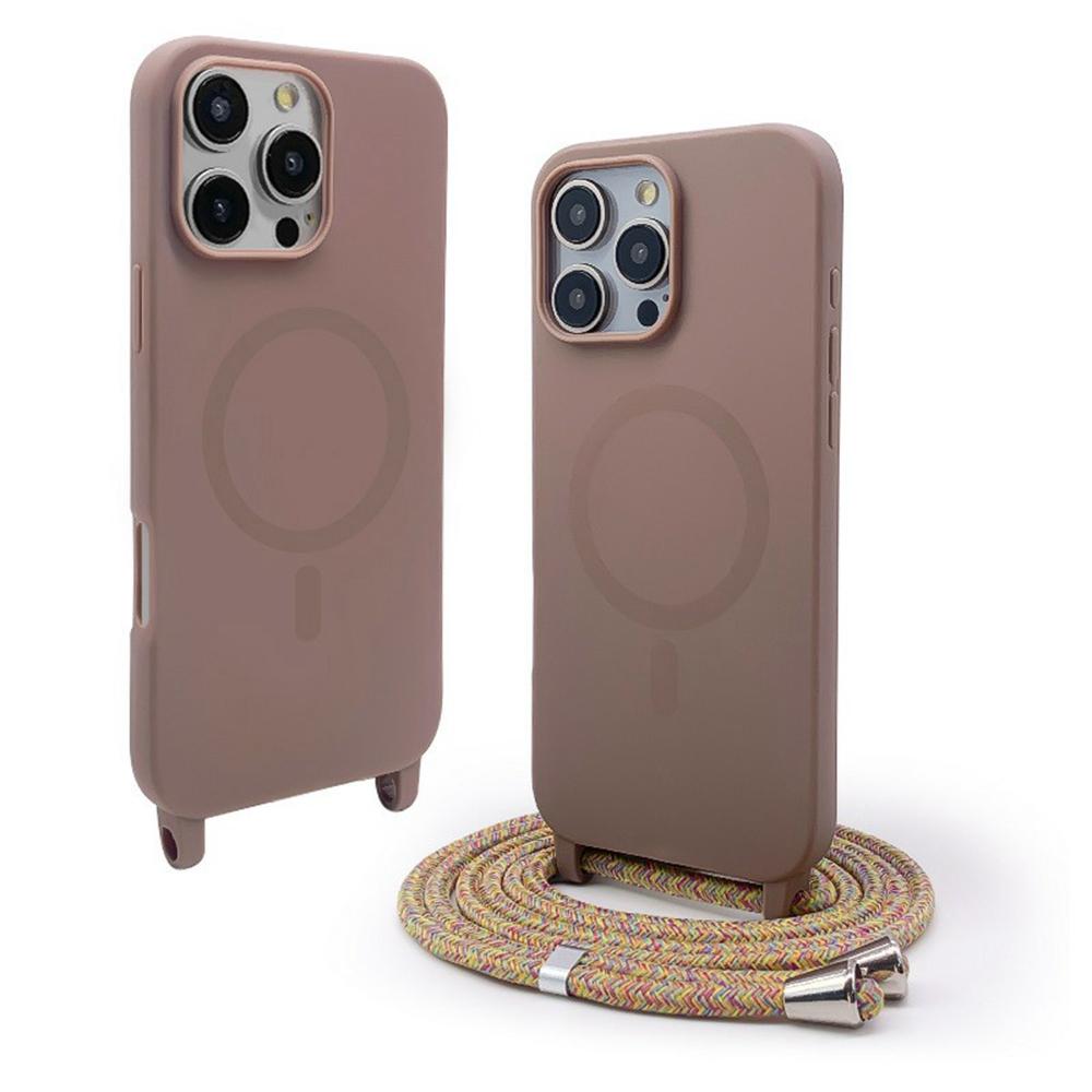 For iPhone 16 Pro Max Magnetic Case Compatible with MagSafe Soft TPU Phone Cover with Lanyard