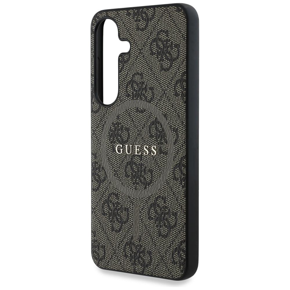 Guess Leather 4G Colored Ring Classic Logo MagSafe Samsung Galaxy S25 case brown
