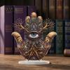 Thickened Transparent Acrylic Display Hand of Fatima Ornament, 2D Flat Hamsa Ornament with Exotic Pattern Table Decoration Base, Mysterious