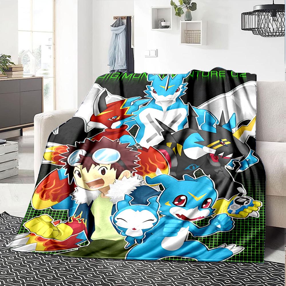 1pc Digital Monster Adventure Flannel Blanket,Ultra Soft Warm Plush Throw for Home Bedroom Bed Sofa Cover Camping Picnic gift Y72420