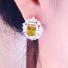 Luxury Green/Pink/Yellow/Red CZ Stud Earrings Women for Engagement Wedding Party Silver Color Fashion Design Jewelry Gift