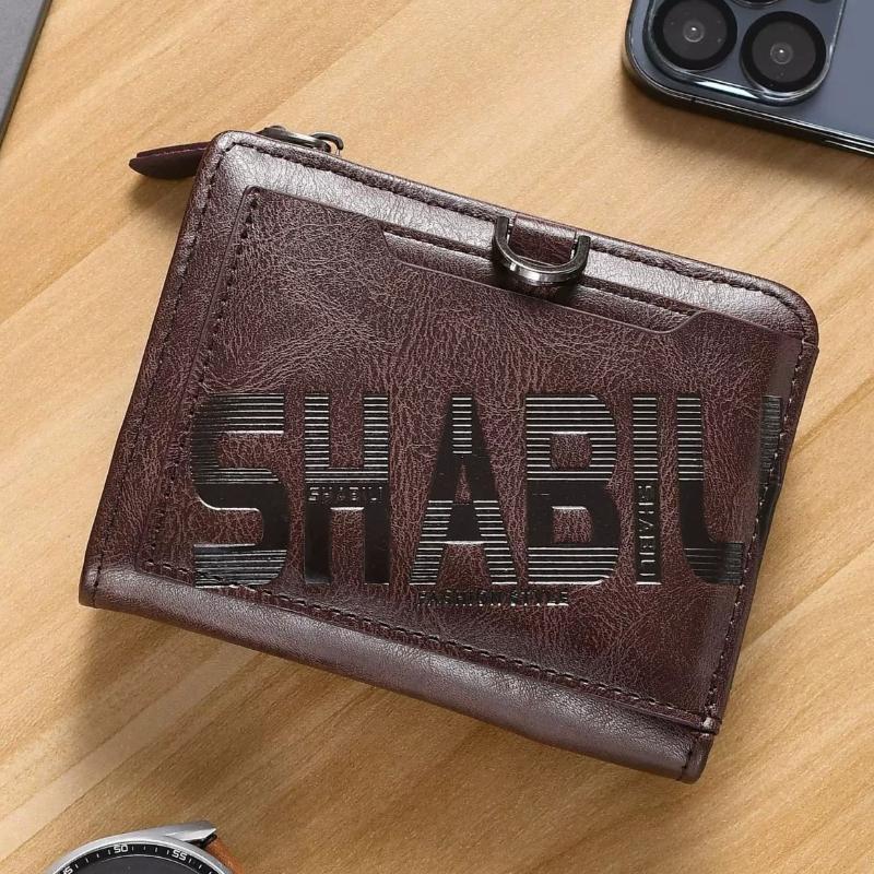 Fashion Men Wallets Leather Zipper Purse Money Clip Man Card Holders Male Short Multi-Card Wallet Coin Purse New Year Gifts