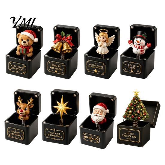 Kreative Weihnachtsstrumpffüller 3D-gedruckte Pop-Up-Zauberkiste mit Feder mechanismus, Weihnachts-Elemente/Engel/Stern Interaktive Ornamente, Festlich