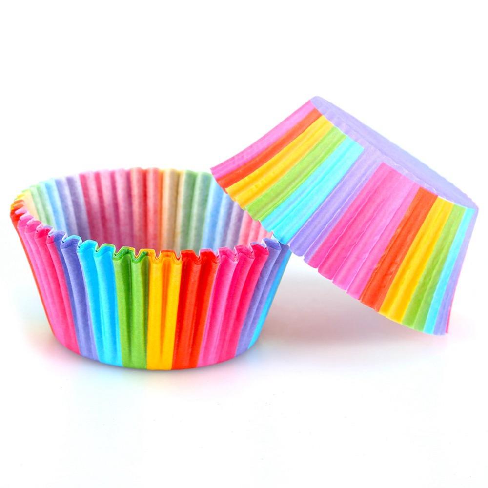Rainbow Color Colorful Cupcake Liners Greaseproof Nonstick Cake Molds  Cake Baking