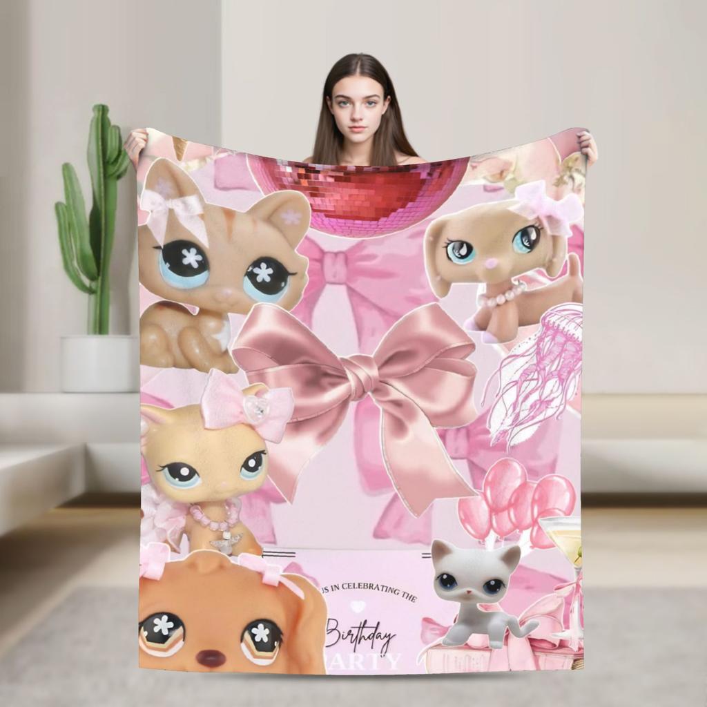 Littlest Pet Shop Пледы Очень Теплый Плюшевый Плед с Рисунком для Мальчика Девочки Дивана Кресла Дивана Кровати Фланелевая Постельная Покрывало