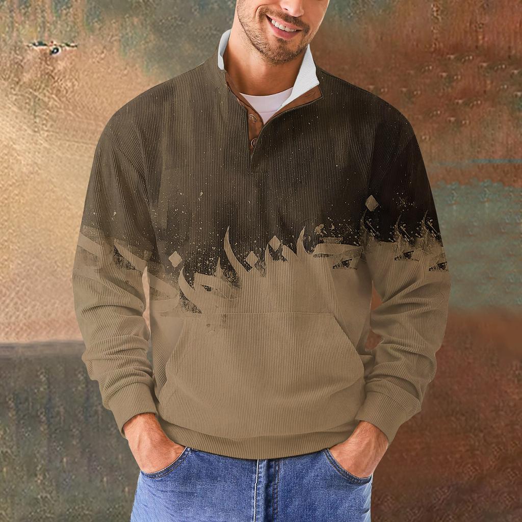 Мужская повседневная толстовка в стиле ретро с градиентным принтом