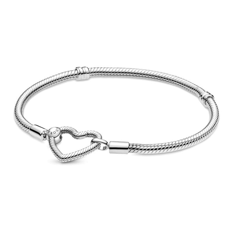 Pandora Браслет Moments Змея с пряжкой-сердцем, серебро 925 пробы, женский 599539C00