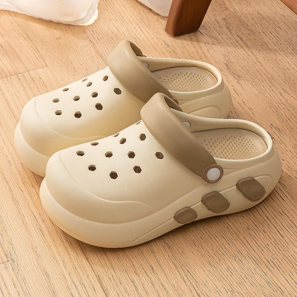 Женские тапочки EVA Hole Shoes Slip-On с толстой подошвой, дышащие, мягкие, уличные тапочки