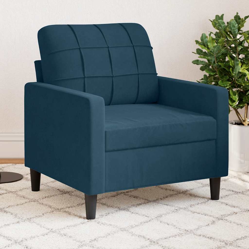 Vidaxl Fotel, Niebieski, 60 Cm, Obity Aksamitem