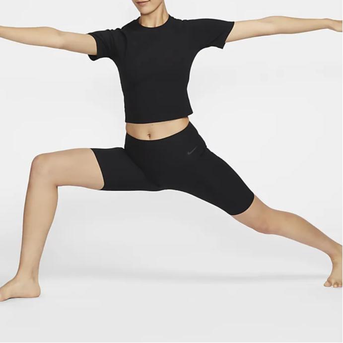 Nike Zenvy Breathable Quick-Dry Ribbed Short Sleeve Crop Top Women Tops Black HF2773-010