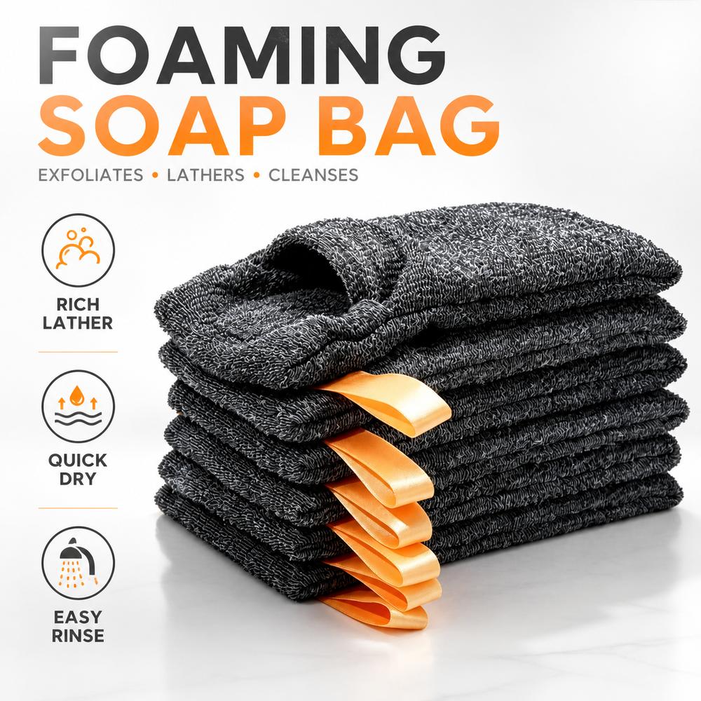 2pcs Drawstring Closure Foaming Soap Bag Soft Silicone Soap Net Bag Facial Cleansing