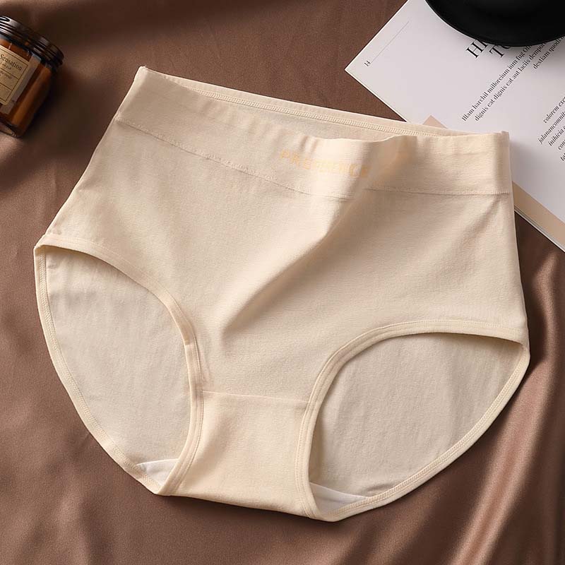 Women Cotton Panties High Waist Panty Comfortable Underwear Ladies Solid Color Underpants