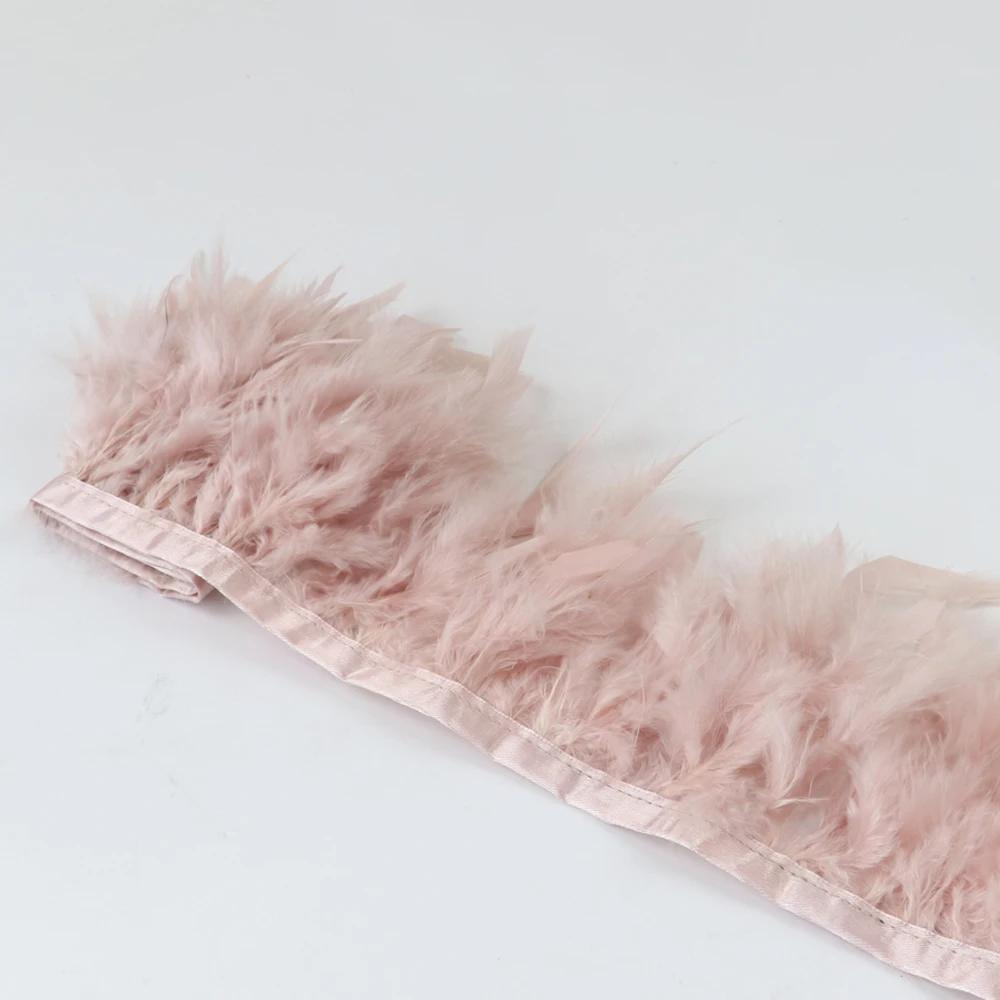 1 метр Натуральная отделка из перьев индейки Высота 10-15 см Свадебная одежда Украшение платья DIY Перьевая лента Швейные поделки