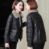 Genuine Leather Down Jacket Women's Short Winter Coat New Sheepskin Mink Fur Collar Thickened Leather Jacket Versatile