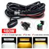 LED Light Bar Wiring Harness Kit, 480W 2 S 14 AWG Universal LED Wiring Harness with 12V 40A Relay and Two Control