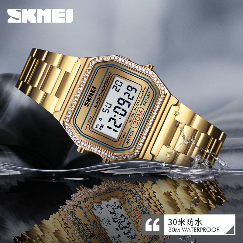 Moment Beauty Skmei Multi-functional Exquisite Stone Watch Female, European and American Hot-selling Waterproof Leisure Electronic Watch Female