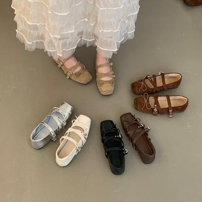 Ретро нишевый дизайн туфли на плоской подошве с квадратным носком туфли-балетки ранняя осень новинка французские серебристые туфли Мэри Джейн женская обувь