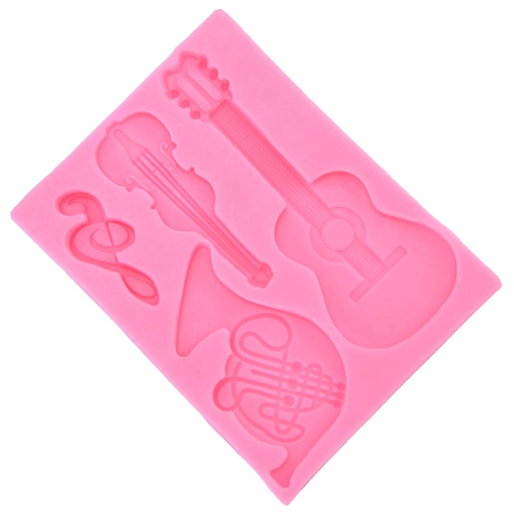 Guitar Shape Silicone Mold Chocolate Fondant Cake Decoration Mold for Home Bakery Kitchen