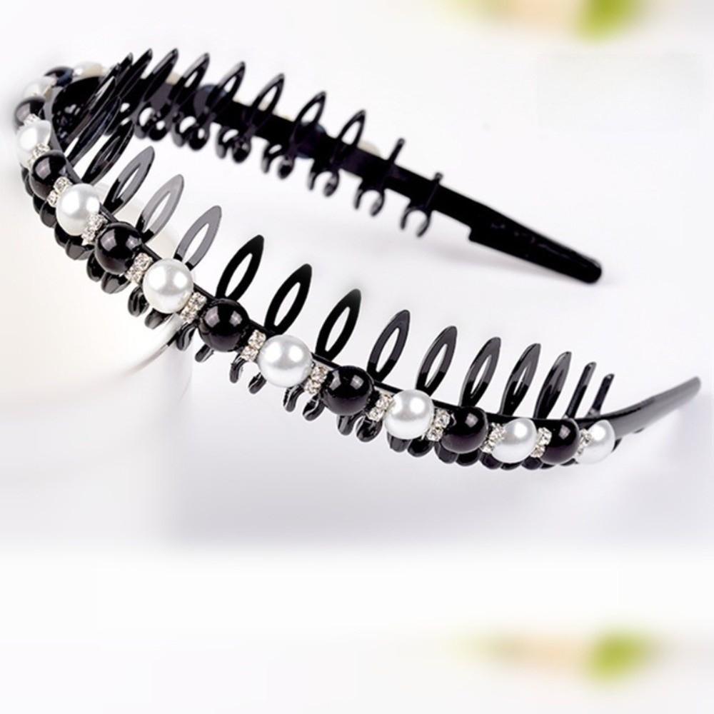 Rhinestone Women Non-slip Toothed Hair Accessories Wash Face Hair Hoop Pearl Headband Hair Band
