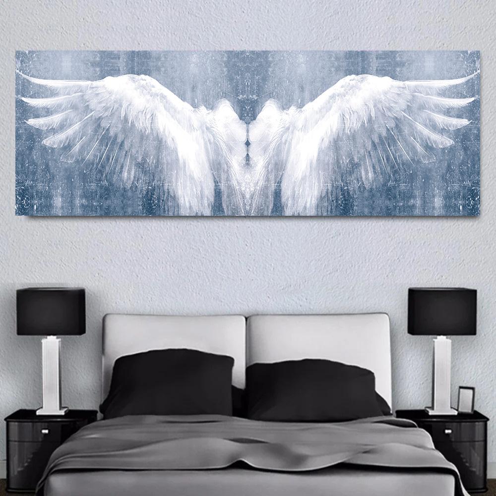 Абстрактные холсты Белые крылья ангела Настенное искусство Холст Плакаты и принты Картины с крыльями для гостиной Домашний декор Cuadros
