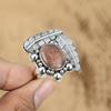 Natural Sunstone Gemstone Multi Stone Red Adjustable Ring 925 Sterling Silver