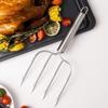 Four Needle Barbecue Fork Stainless Steel BBQ Grill Fork Grilling Tool Steak Fork  Camping