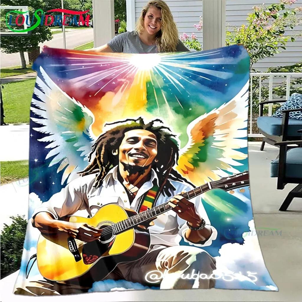 Поп-певец R-Reggae Боб Марли Плед на четыре сезона Покрывало на диван Покрывало для путешествий Плюшевое одеяло Одеяло для перерыва в путешествии/офисе Подарок