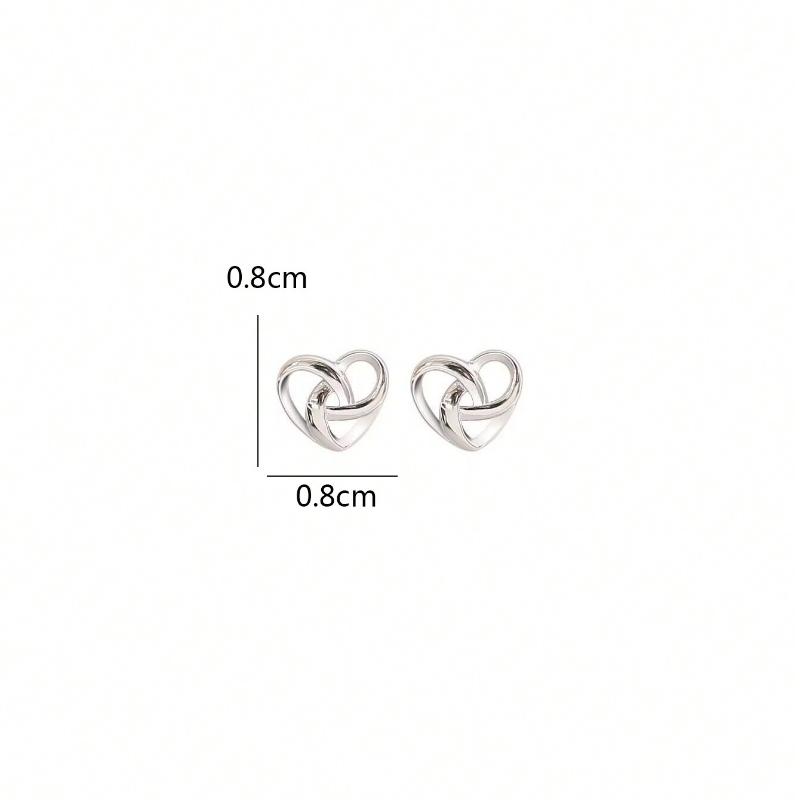 1pair Elegant & Simple Interwoven Small Heart Shaped Stud Earrings Valentines