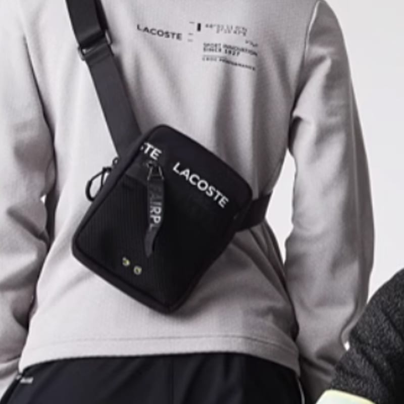 LACOSTE Polyamide Shoulder Bag, Crossbody Bag Medium Unisex Black NU3797UH-000