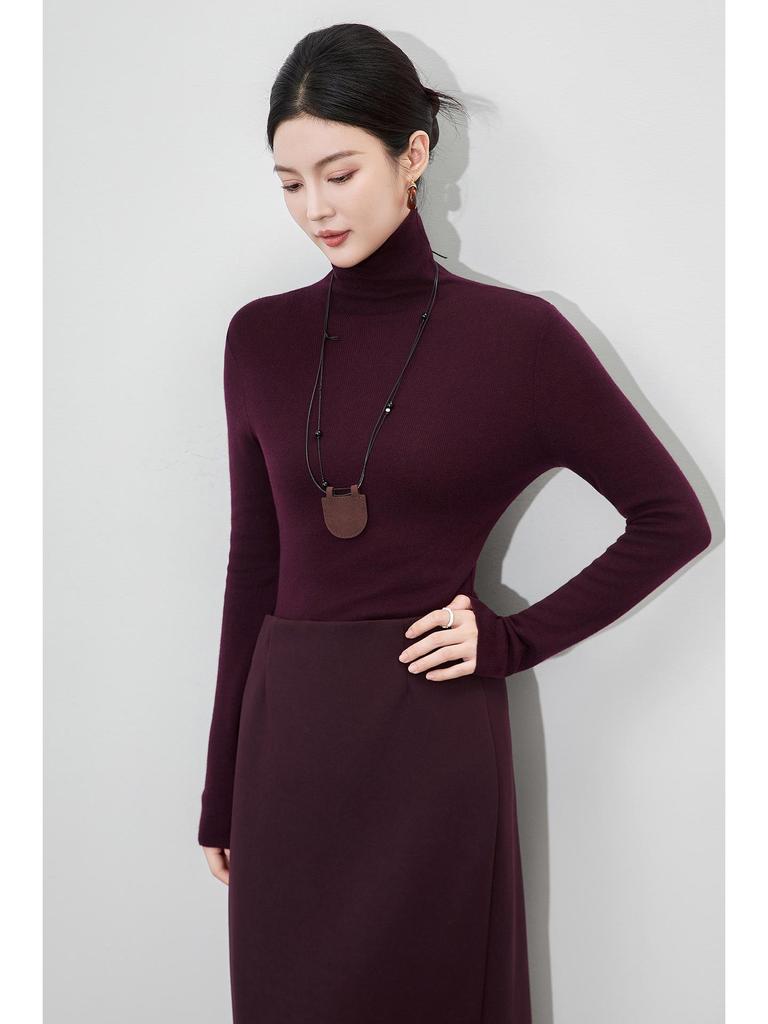 16-Needle Four-Flat Superfine Merino Wool Solid Turtleneck Knitwear: Simple, Versatile, and Close-Knit Design