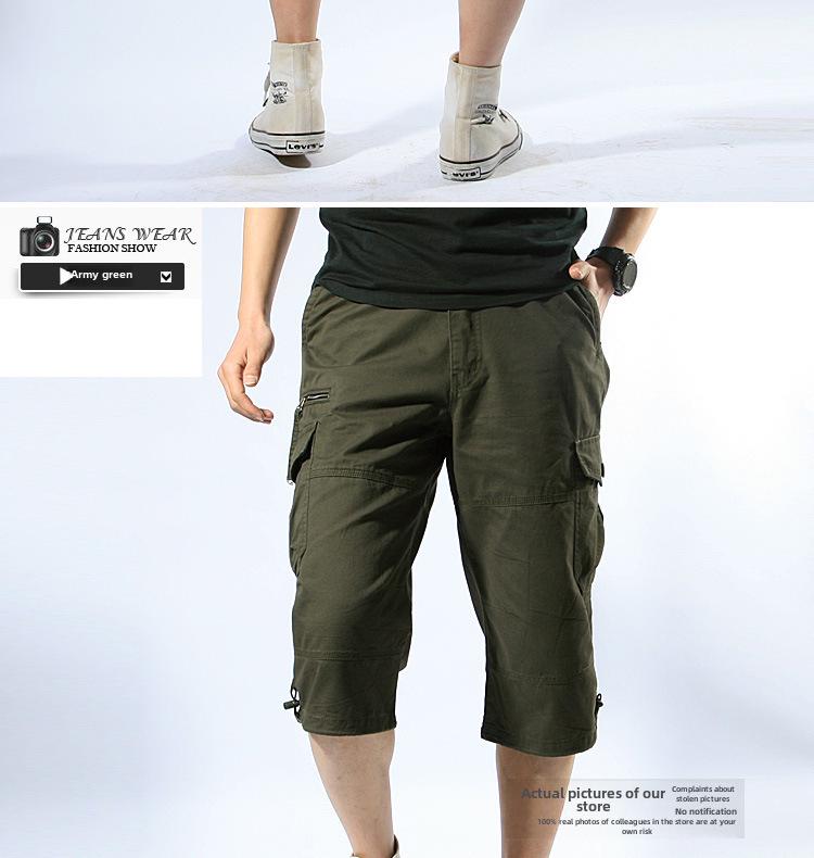 Мужской летний комбинезон свободного кроя из хлопка с множеством карманов и шортами средней длины для отдыха на свежем воздухе