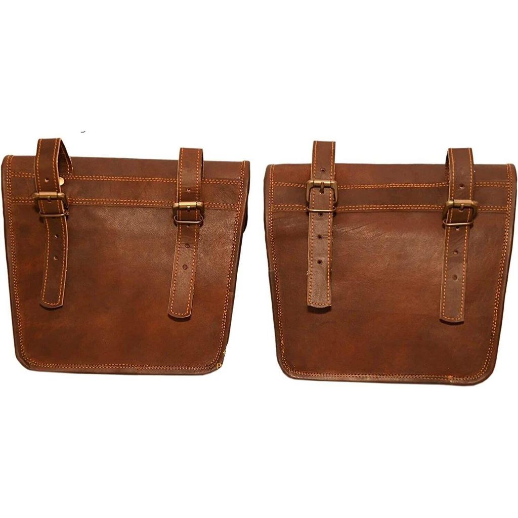 Кожаный комбинированный комплект 9x11 для седельной сумки мотоцикла, ДВЕ коричневые боковые сумки, кофры