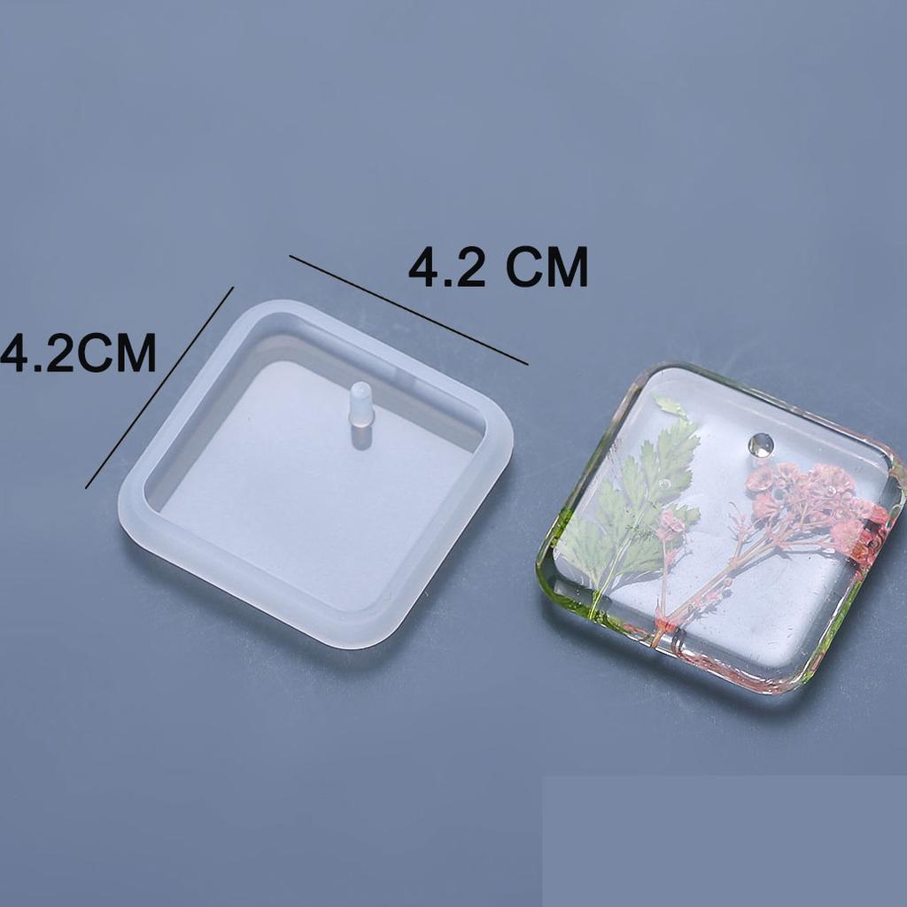 6pcs DIY Keychain Pendant Silicone Mold Set Crystal Epoxy Resin Mold Round Rectangle Pendants Jewelry Making Casting Mould