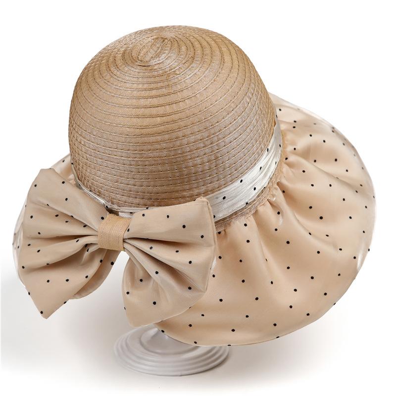 Шляпа от солнца с бантом в горошек, солнцезащитные панамы с широкими полями, летние солнцезащитные шляпы с защитой от ультрафиолета, подходящие для путешествий, отдыха