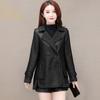 Женская кожаная куртка осень-зима короткая двухсторонняя кожаная куртка 4XL женская теплая бархатная овечья шерсть PU пальто