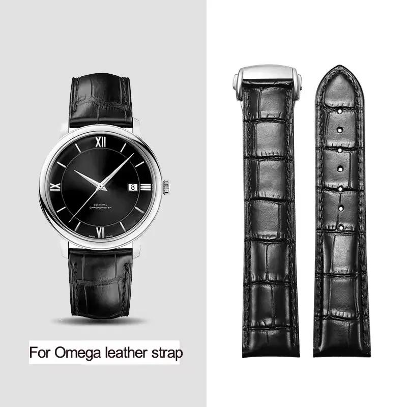 Genuine Leather Strap for Omega Seamaster Speedmaster Folding Buckle Bracelet Waterproof Calfskin Watch Band 19mm 20mm 21mm 22mm