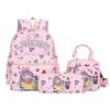 LABUBU Cartoon Cute Print 4-Piece Backpack Set for Girls - Elementary Schoolbag CLE